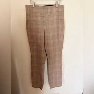 Rag & Bone Plaid Ponte Trousers size 8 tan beige